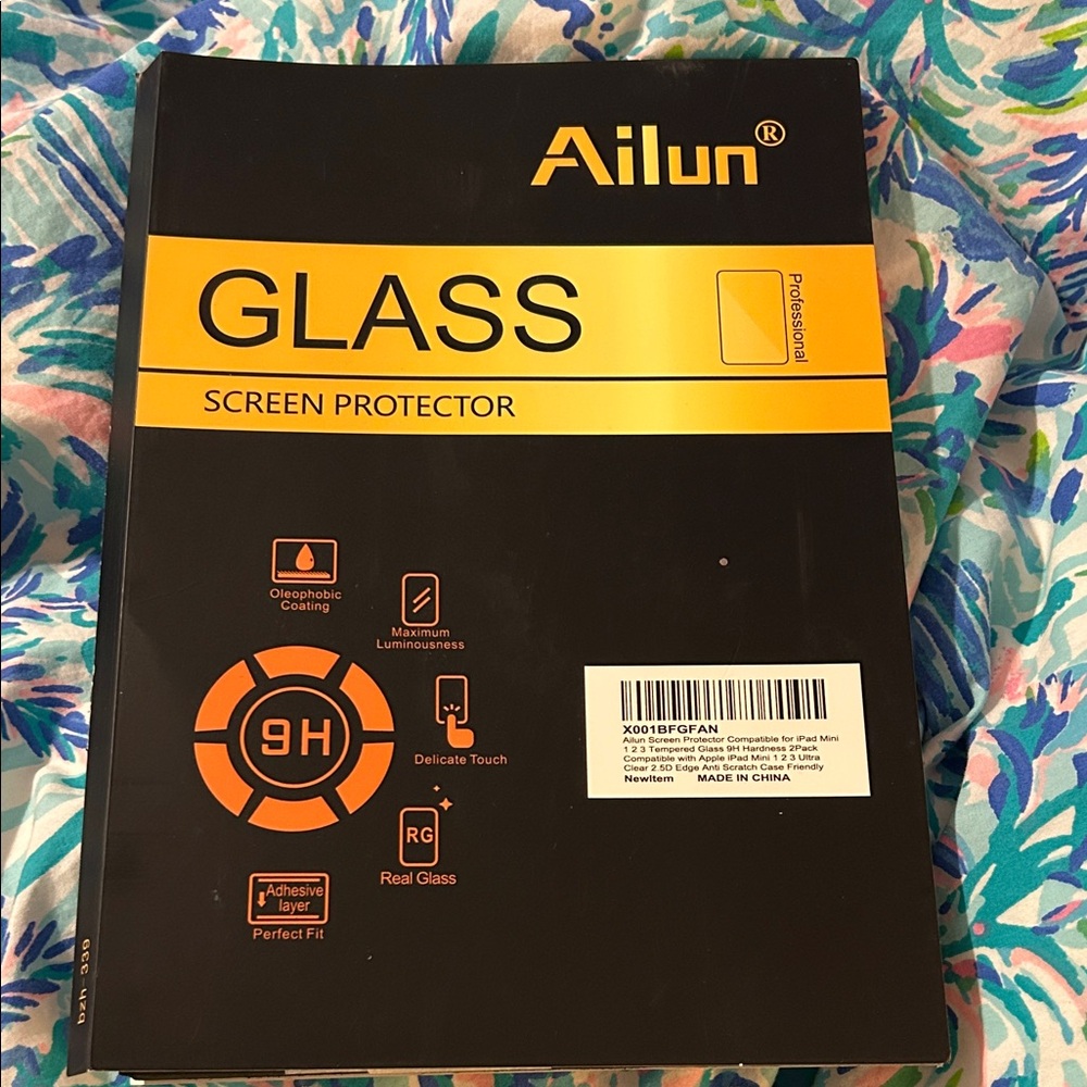 Ailun Glass Screen Protector with Black and Orange Design